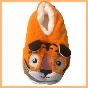 New W/Tags Densley & Co Kids Cozy Tiger Slippers Orange Animal Face Size 13-1